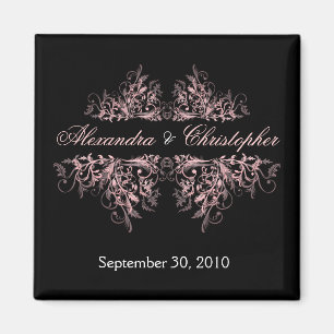 Eleganter rosa Blumen-Wirbel Save the Date, der 2 Magnet