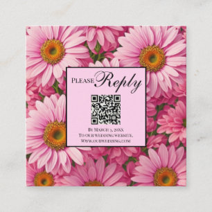 Eleganter Rosa Blumenblütenblume QR-Code Begleitkarte