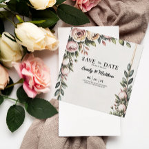 Eleganter rosa Blumendesigner Save the Date