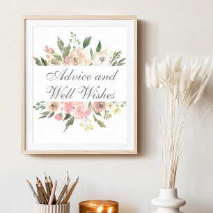 Eleganter Rosa Blumengarten Hochzeitsempfehlung Poster