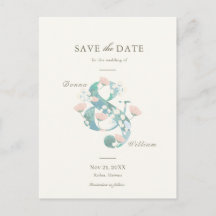 Eleganter Rosa Blumengarten Save the Date