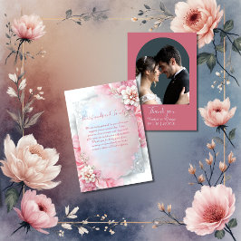 Eleganter rosa Blumenrahmen Weich Pastellfarben Ho Dankeskarte