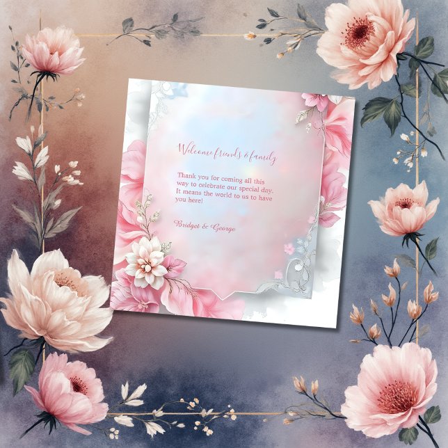 Eleganter rosa Blumenrahmen Weich Pastellfarben Ho Geschenkanhänger (Von Creator hochgeladen)