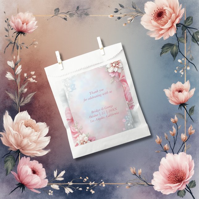 Eleganter rosa Blumenrahmen Weich Pastellfarben Ho Geschenktütchen (Von Creator hochgeladen)