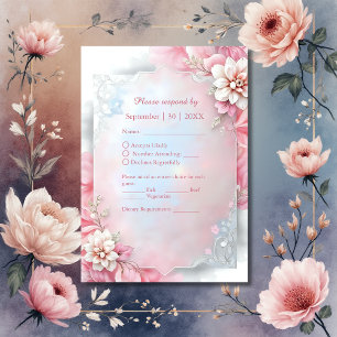 Eleganter rosa Blumenrahmen Weich Pastellfarben Ho RSVP Karte