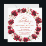 Eleganter Rosa Blumenreath 30. Geburtstag Einladung<br><div class="desc">Schöne Aquarellbäder und rosafarbene rote Rosen schaffen einen eleganten Kranz, um diese 30. Geburtstagseinladung zu dekorieren. Die Kalligraphie fügt eine besondere Touch hinzu. Diese Einladung zum Geburtstag ist sowohl in traditioneller als auch in herunterladbarer Version erhältlich. Es ist Teil der Rote Rose und Pink Peony Kollektion. Es lasse Ihnen, ein...</div>
