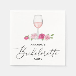 Eleganter Rosa Blumenwein Junggeselinnen-Abschied Serviette