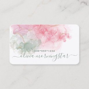 Eleganter Rosa Blush Dusty Sage Alkohol-Tinte Gesc Visitenkarte