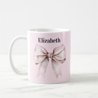 Eleganter rosa Bogen Personalisierter Name Kaffeetasse