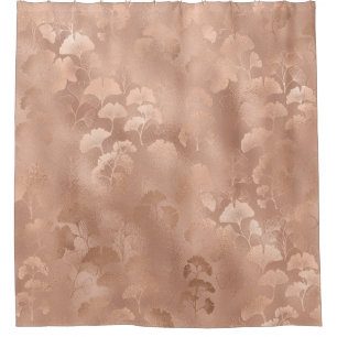 Eleganter rosa botanischer Ginkgo-Gold-Laub-Druck Duschvorhang