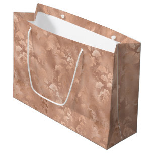 Eleganter rosa botanischer Ginkgo-Gold-Laub-Druck Große Geschenktüte