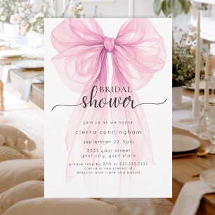 Eleganter Rosa Bow Minimal Bridal Dusche Einladung