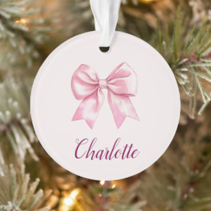 Eleganter rosa Bow & Name   Personalisierte Einric Ornament