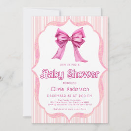 Eleganter rosa Bow Trendy Baby Shower Einladung