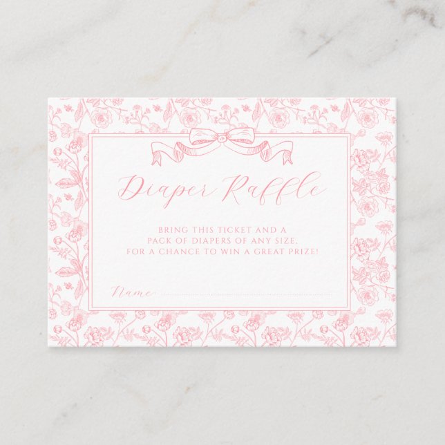 Eleganter rosa Bow Vintage Blütenblattverkleidung Begleitkarte (Vorderseite)