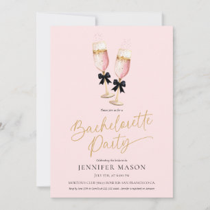 Eleganter Rosa Champagner-Junggeselinnen-Abschied Einladung