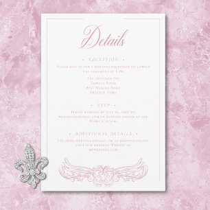 Eleganter rosa Chinoiserie-Vogel-Kamm-Hochzeit Begleitkarte