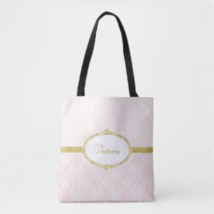Eleganter rosa Damaske Vintager Goldrahmen und Nam