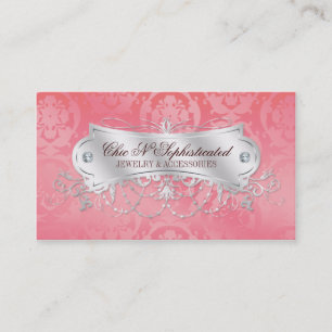 Eleganter Rosa Damastwirbel Visitenkarte