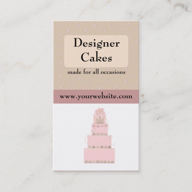 Eleganter rosa Designer Cake Visitenkarte (Vorderseite)