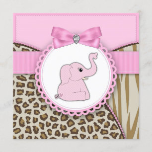 Eleganter rosa Elefant Baby Shower Einladung