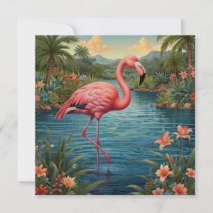 Eleganter rosa Flamingo tropisches Paradies Einladung