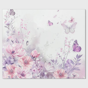 Eleganter rosa Flieder-Wasserfalter-Whimsical Geschenkpapier