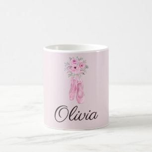 Eleganter rosa Floral Ballerina Personalisierter N Kaffeetasse