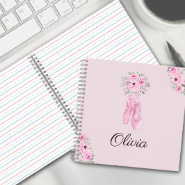 Eleganter rosa Floral Ballerina Personalisierter N Notizbuch