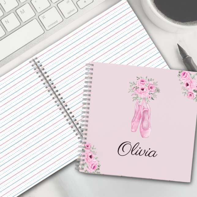 Eleganter rosa Floral Ballerina Personalisierter N Notizbuch (Von Creator hochgeladen)
