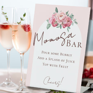 Eleganter Rosa Floral Momosa Bar Sockelschild