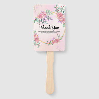 Eleganter rosa floraler "Danke"-Hochzeitspaddel-Fä Fächer