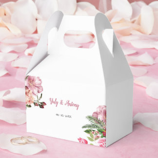 Eleganter rosa floraler Sechseck-Andenkenbehälter Geschenkschachtel