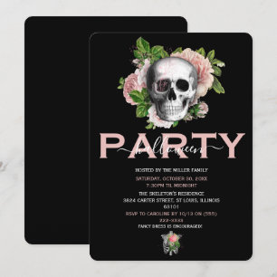 Eleganter rosa floraler Totenkopf für erwachsene H Einladung