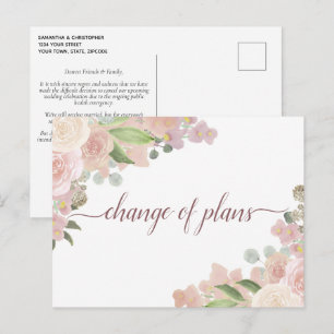 Eleganter rosa, floraler Wechsel der Hochzeitsplän Ankündigungspostkarte