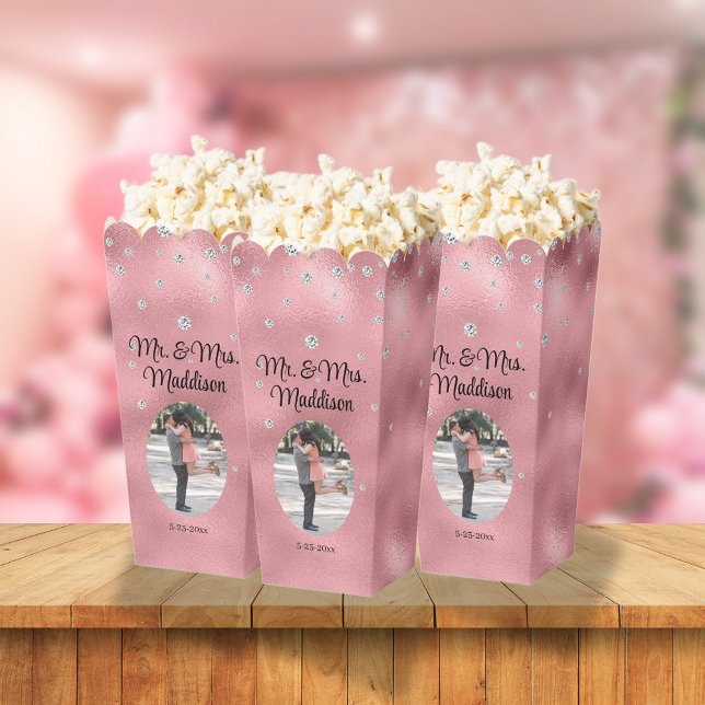 Eleganter rosa Foil & Diamond Wedding Popcorn Geschenkschachtel (Von Creator hochgeladen)