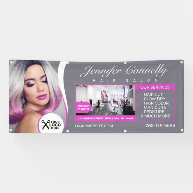 Eleganter rosa Friseur, Schönheitssalon Banner (Horizontal)