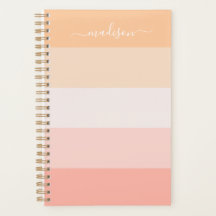 Eleganter, rosa gestreifter Script-Namensplaner