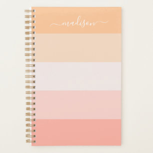 Eleganter, rosa gestreifter Script-Namensplaner Planer