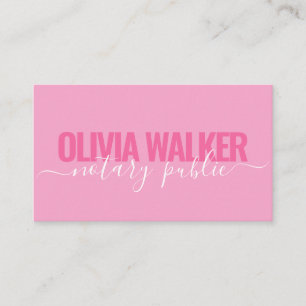 Eleganter Rosa Girly Signature Notary Public Agent Visitenkarte