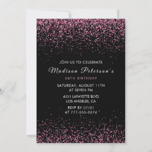 Eleganter rosa Glitter Glam 68. Geburtstag Einladung