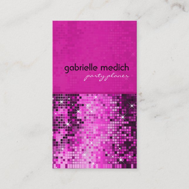 Eleganter rosa Glitter Metallic-Sequenz-Muster Visitenkarte (Vorderseite)