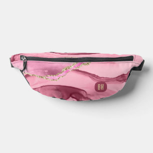 Eleganter Rosa Glitzer Agate Marmorroute Bauchtasche