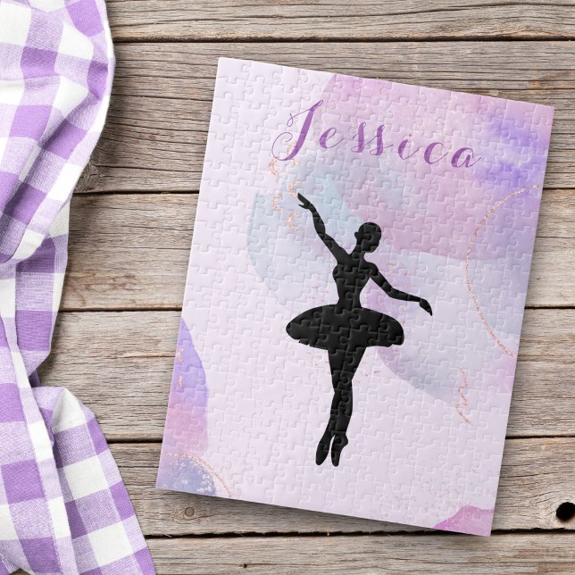 Eleganter Rosa Glitzer Ballettänger Ballerina Name Puzzle (Von Creator hochgeladen)