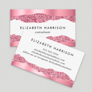 Eleganter Rosa Glitzer Foil Visitenkarte