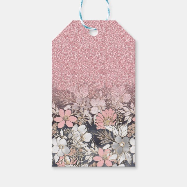 Eleganter Rosa Glitzer Geschenkanhänger (Vorderseite)