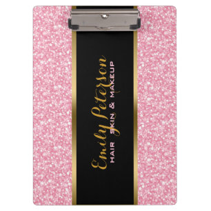 Eleganter rosa Glitzer Gold und Schwarze Akzente Klemmbrett