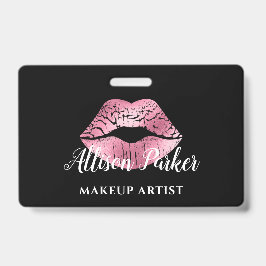 Eleganter rosa Glitzer Kiss Makeup Artist Ausweis