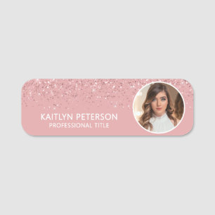 Eleganter rosa-glitzer Magnet-Mitarbeiter-Ausweis Namensschild