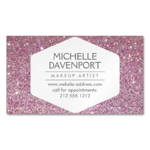 Eleganter rosa Glitzer Magnetic Business Card Magnetische Visitenkarte